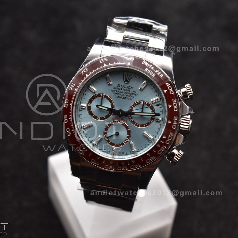 Daytona 126506 904L SS Clean 1:1 Best Edition Ice Blue Dial Sticks Markers on 904L SS Bracelet Super Clone Asian 4131
